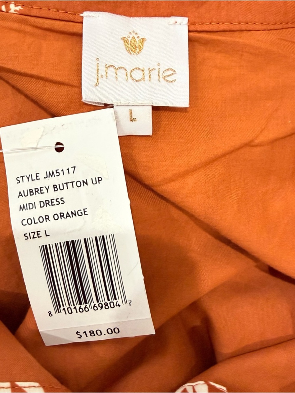 J. Marie Aubrey Burnt Orange Floral Button Up Belted Cotton Midi Dress NWT $180 - Picture 15 of 16